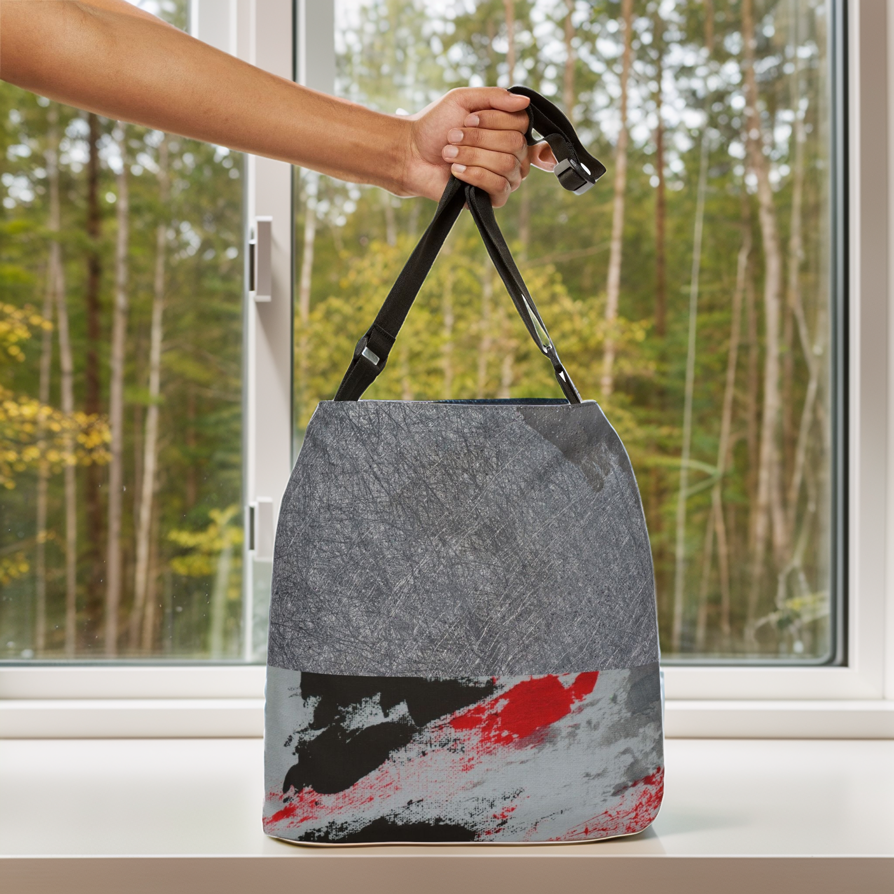 Grey with a Splash Adjustable Tote