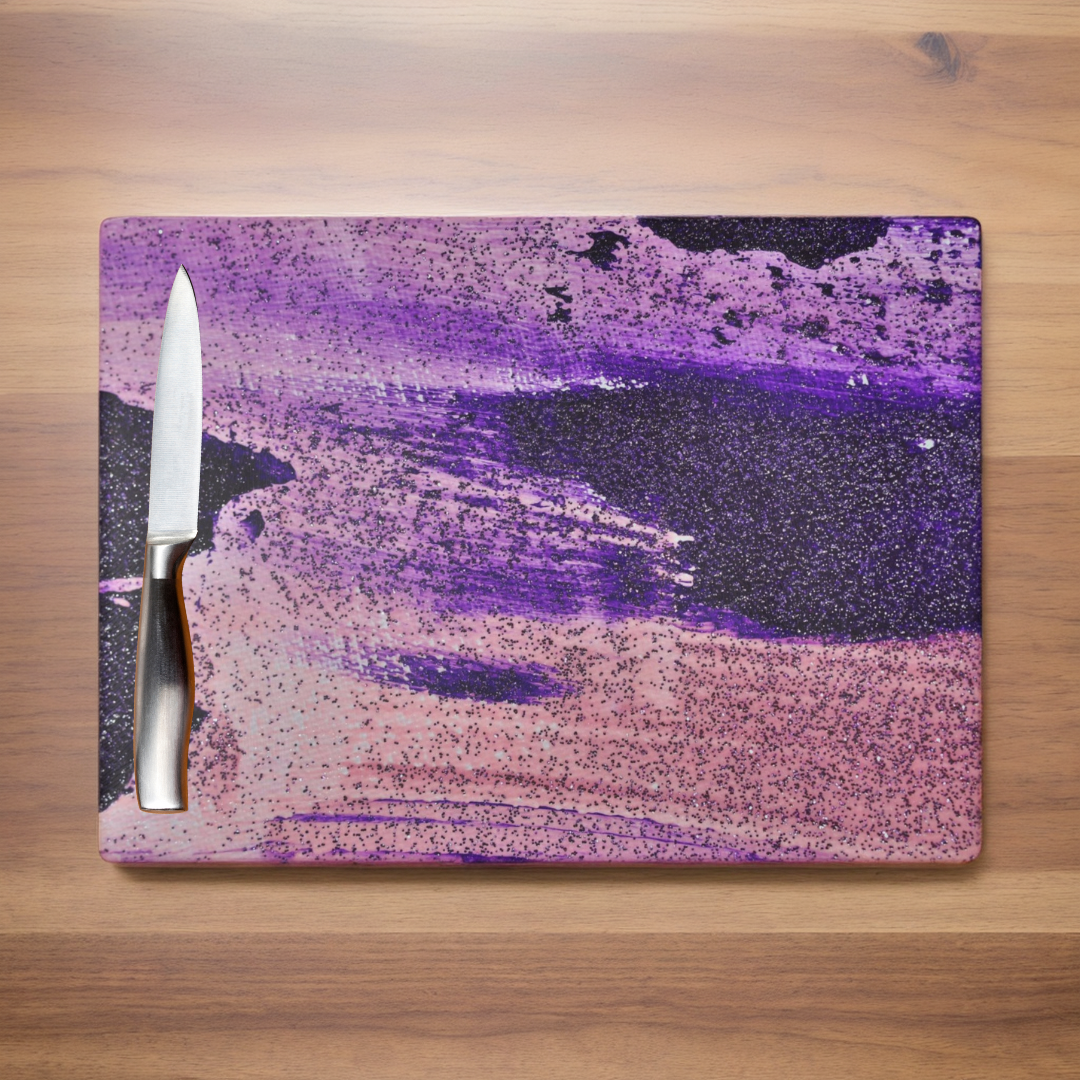 Purple Strike Tempered Glass Cutting Board