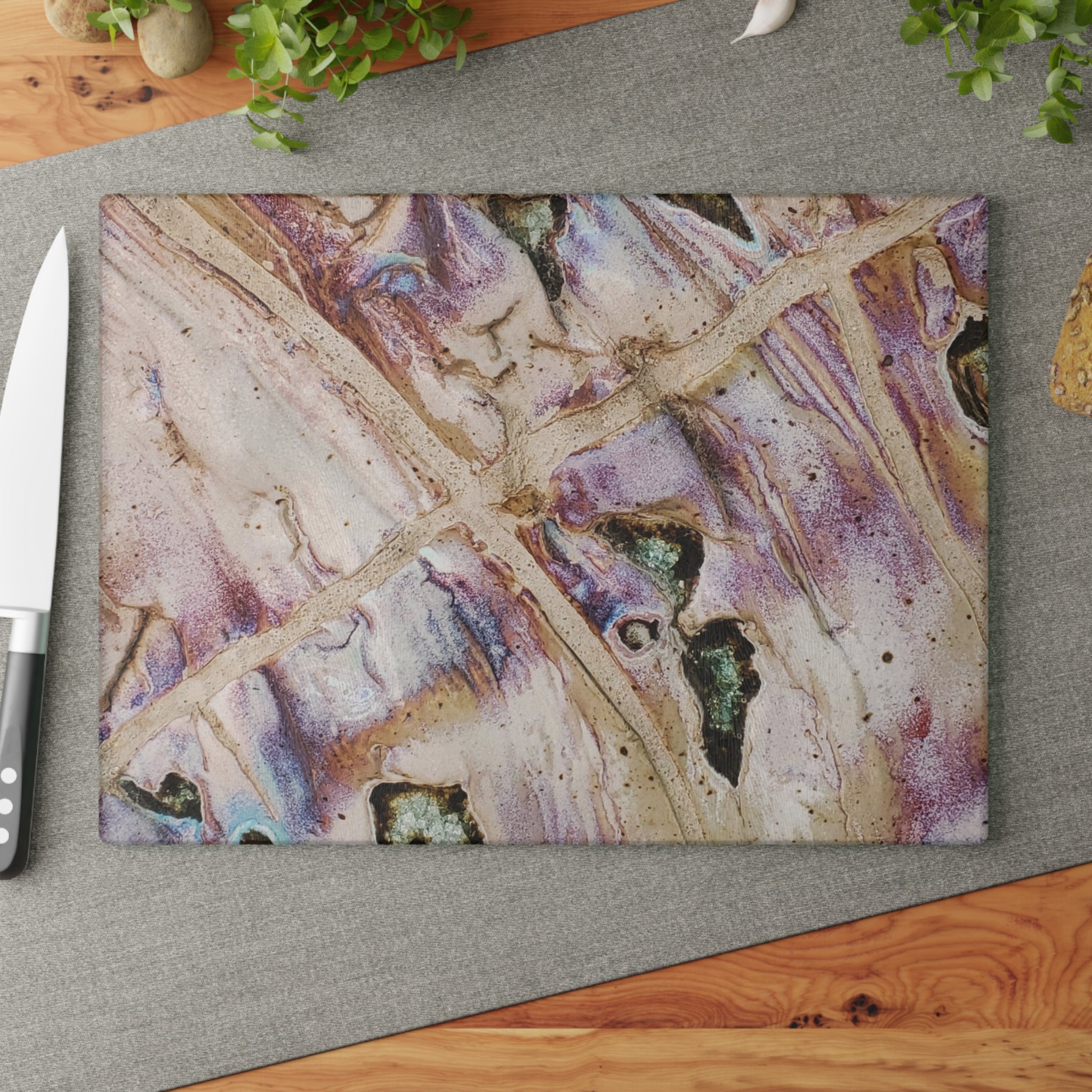 Soft Abstract II Tempered Glass Cutting Board