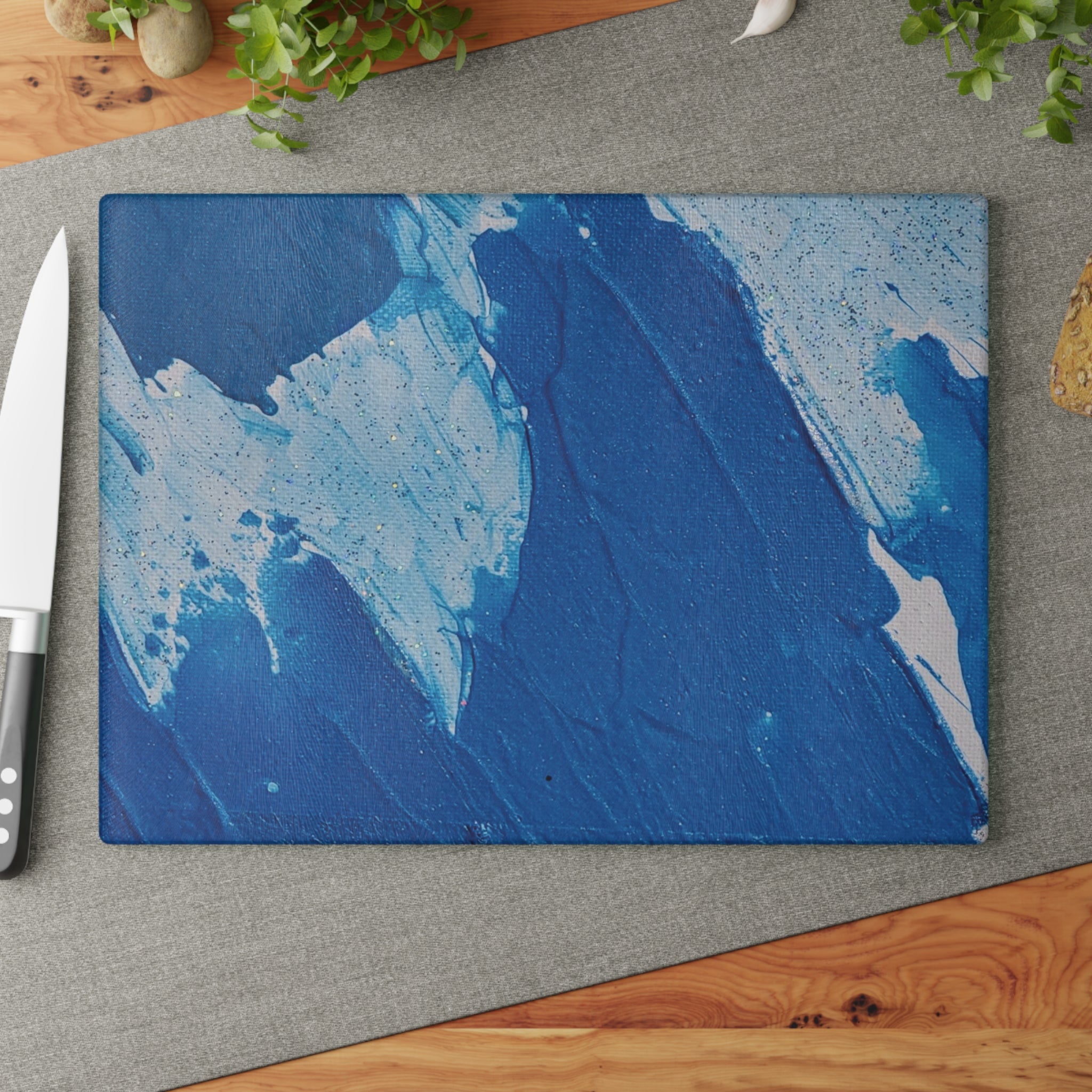 Soft Blue Tempered Glass Cutting Board